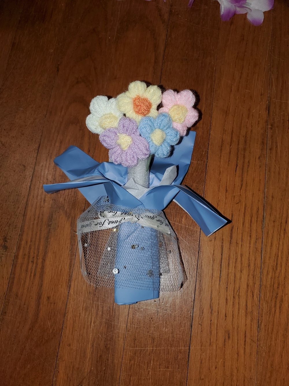 Pastel Faux Flower Bouquet Accent - Multicolor